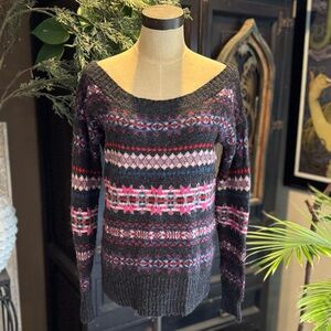 American Eagle wool blend fair isle charcoal sweater